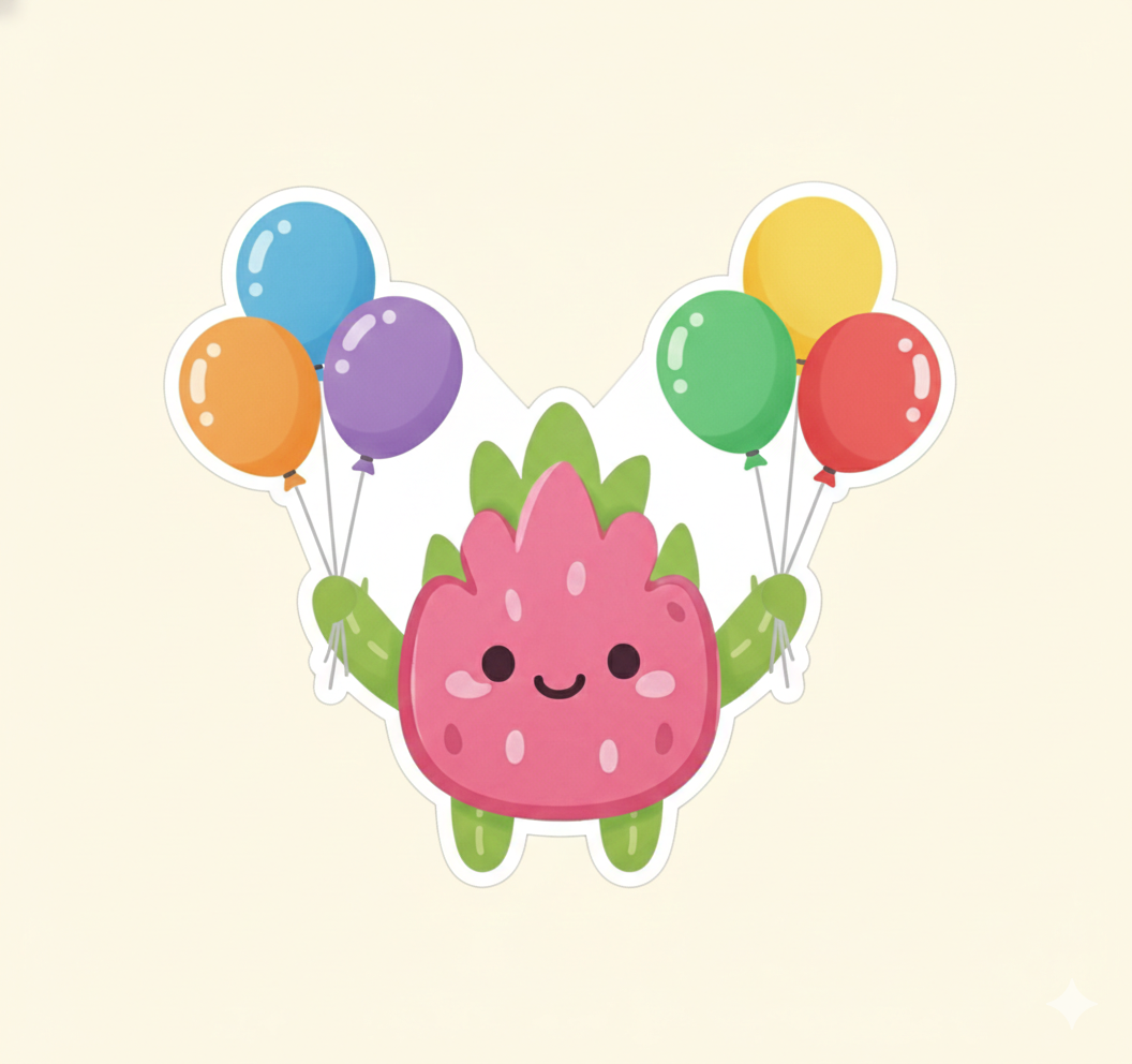 Sticker Fiesta Pitahaya de vinilo premium con colores intensos